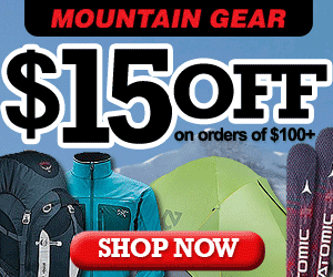 $15 Off $100 Holiday Coupon. Take $15 off orders of $100 or more at mountaingear.com, including sale items. Offer excludes products from The North Face, Oakley, Polar, and Scarpa. Limit one offer per customer. Can not be combined with any other offer.