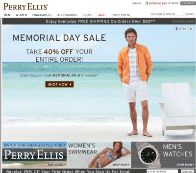 Perry Ellis (perryellis.com) Coupon Code